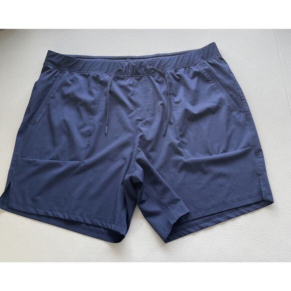 Crane Athletic Shorts Blue Flat Front Elastic Drawstring Waist Size XXL Pockets - Picture 1 of 10
